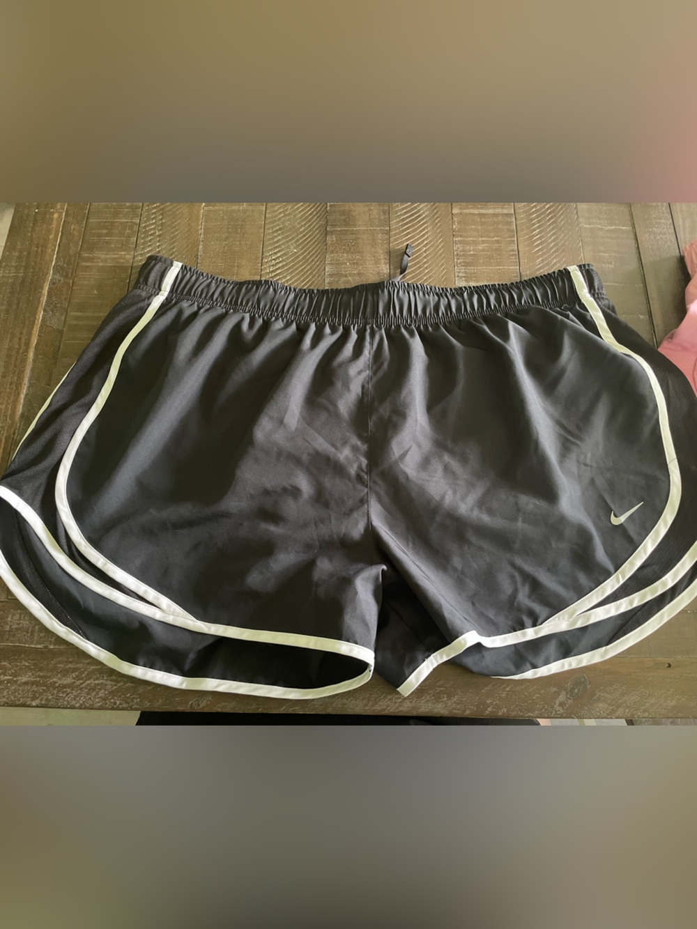 Nike Tempo Dri Fit Black Athletic Shorts with White Swoosh